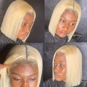 Korte Bob Pruik 613 Honing Blonde Braziliaanse Rechte Bob Pruik 13X4 Lace Front Menselijk Haar Pruiken Hd remy Kant Frontale Pruiken Voor Vrouwen