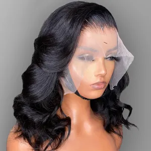 Korte Bob Wig Body Wave 13x4 pruik Peruaanse menselijk haarpruik watergolf frontale pruik losse golvende mensenhaarpruiken voor zwarte vrouwen