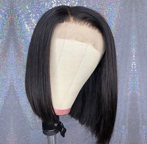 Bob courts Bobs brésiliens en dentelle brésilienne avant perruques de cheveux humains Naturel Lacet Frontal Wigs pré-ccué