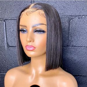 Perruques Bob courtes pour femmes perruques de cheveux humains en dentelle droite perruques de cheveux brésiliens coupe courte vraie perruque de femme noire naturelle