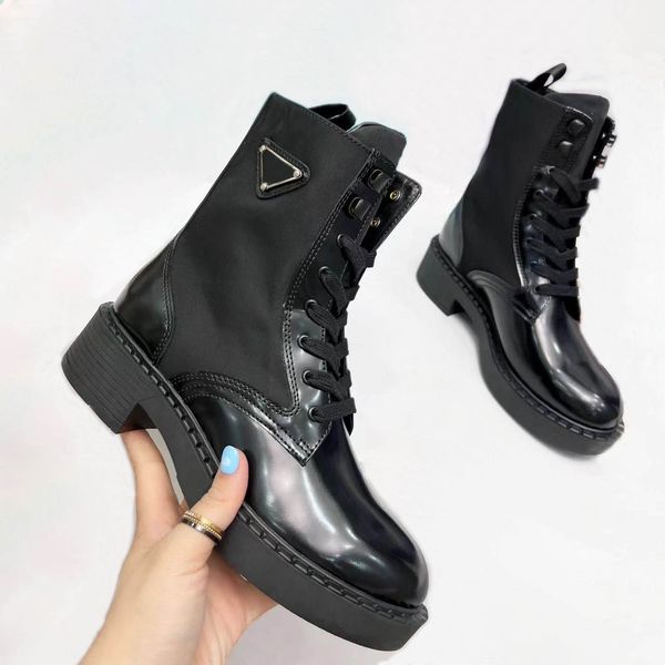 bottes courtes femmes bottes nues designer luxe mode cuir talon épais épissage tête ronde fermeture éclair latérale noir kaki chaussures de fête de mariage formelle taille 35-40