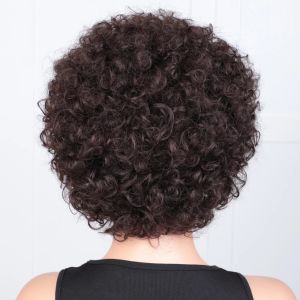 Korte bruine mensenpruiken Bob Pixie geknipt Afro Kinky Braziliaans haar voor zwarte vrouwenmachine gemaakt met knal goedkope pruik