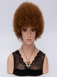 Perruques Afro courtes bouclées pour femmes brun foncé perruque de cheveux synthétiques complet brun rouge amérique perruque naturelle africaine Cosplay8585057