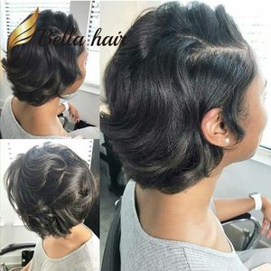 Peluca brasileña corta y rizada de cabello humano sin cola / peluca de encaje completo / frente de encaje / 360 para mujeres negras OFERTAS DE VENTA