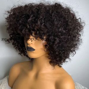 Bob de cheveux humains bouclés courts avec une frange vague l'eau perruques de cheveux humains pour les femmes pré-cueillies péruviennes sans glue sans perruque de dentelle synthétique 878