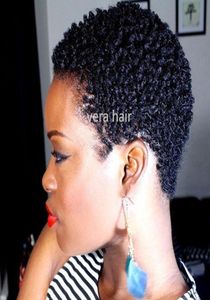 Pelucas de cabello humano rizado corto, pelucas afro de Color Natural de 4 pulgadas, peluca Remy rizada virgen brasileña hecha a máquina para mujeres negras 1995242