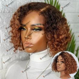 Court Cut Bob Curly Full Lace Cheveux Humains Ombre Couleur 13x4 Lace Front Wig pour les Femmes D'été Vente Chaude 100% Remy Cheveux Brésiliens 360 Lace Wig