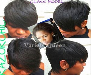 Korte geknipt Human Hair Wig Braziliaans haar Korte Bob Pruiken voor zwarte vrouwen kanten pruiken met een pony Human Hair Pixie Wigs9318696
