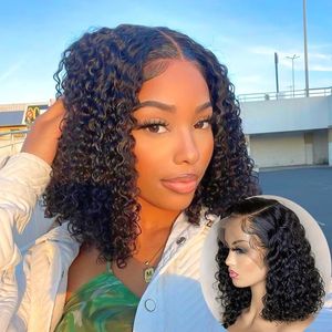 Korte Diepe Bob Frontale Pruiken Vietnamese Haarleveranciers Kinky Krullend Lichaam Menselijk Haar Hd Lijmloze 13x4 Lace Front pruiken voor Zwarte Vrouwen