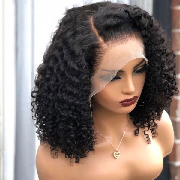 Perruque Bob bouclée courte et profonde Remy vague d'eau humide et ondulée Bob perruque Lace Front perruques de cheveux humains pour les femmes 13x4 perruque frontale