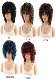 Courte dreadlock ombre borgogne Blonde Blue tressage Crochet Hair Synthetic Perruque pour femmes noires Faux Softs Locs Braids Perruque WIG5056348