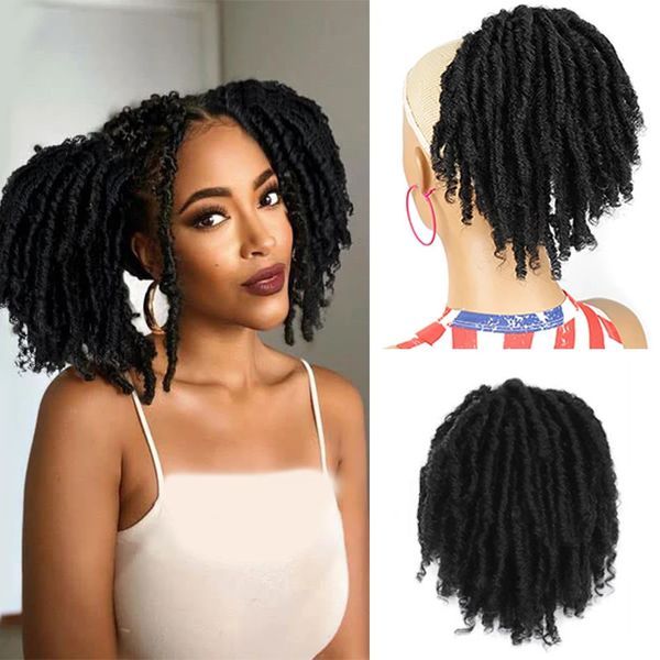 DreadLocks courts chignon Loc accessoires Clip sur queues de cheval cheveux fausse queue de cheval pièces de cheveux synthétiques pour les femmes noires 240119