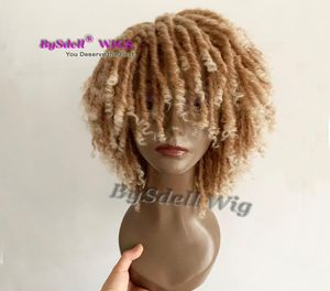 korte Faxlock Marley Braid Soft Perm Dread Lock vlecht pruik licht afro vlecht synthetisch haar pruiken voor zwarte vrouwen1131777