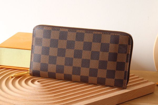 Estilo clásico Cartera larga con cremallera única Bolsos de noche de diseño de cuero genuino bolso de mano para mujeres y hombres paquete de tarjetas M62732 M42616