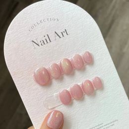 Korte glitterpers op nagels Handgemaakte acryl volledige dekking Professionele Japanse nagelsticker Zoete kunstnagels 240306