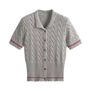 Korte holle vest vrouwen zomerijs zijden zijden twist sweater trui trui top dunne slanke polo kraag bovenkleding