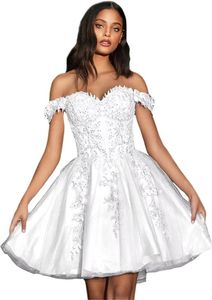 Korte Homecoming-jurken Bloemen Appliques Beading Sweetheart Lace-Up Ball Jurk Tule Plus Size afstudeer Party Prom Formal Evening Jurk HC18