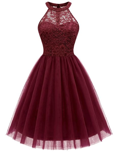 Robes de soirée courtes en dentelle, col licou, en Tulle, ligne a, robes de soirée princesse, Mini bal d'anniversaire, remise de diplôme, robes de Cocktail, 05