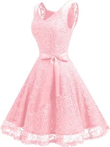 Courtes robes de retour à la maison rose en dentelle rose en V V V robes de fête A-Line princesse anniversaire mini graudation Cocktail Robes 08