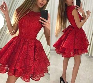 Short Red Lace A-Line Party Gowns for Homecoming, Prom, Graduation, Cocktail Party