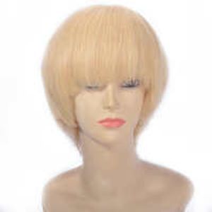 Korte menselijke haarpruiken voor vrouwen 8 inch 613 blond Braziliaans haar rechte kant voorpruik voorgeplukt