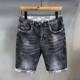Pantalons de jeans courts pour hommes Baggy jorts y2k mince streetwear stretch coréen mode homme denim short original cowboy rétro luxe 240401