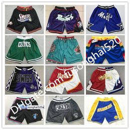 Short Just Don Sport Shorts Hip Pop Pant avec Pocket Zipper Sweatpants bleu blanc noir rouge rose rose Maillots de taille de baseball cousu