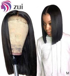 Peluces de cabello humano delantero delantero de encaje corto para mujeres negras Remy Remy Natural Afro Bob Wig 4x4 Cierre de encaje Preparado2542080