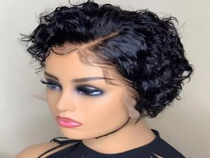 Korte kanten voorpruiken Pixie geknipte pruik Braziliaans Remy Hair 150 Glueless Lace Front Human Hair Pruiken Voorgeplukt volle kanten haar Wig8408591