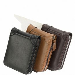 Korte herenportemonnee met zipper PU lederen munt portemonnees Multi Functi -kaarthouder voor mannen Busin Mey Wallet I2AA#