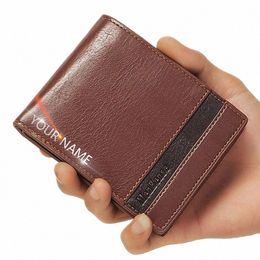 billeteras de hombres cortos Nombre gratis Grabado Holder Classic Simple Simple Purse Purse Purse Coned Pocket New Fi Men's Wallet 792m#