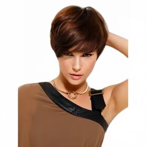 Perruques de pixie courtes pour femmes perruques de cheveux humains noirs non dentelle sans glueless perruques