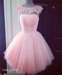 Korte prinses roze prom jurk Mooie tule kant vrouwen dragen speciale gelegenheid jurk avondfeestjurk 5216927