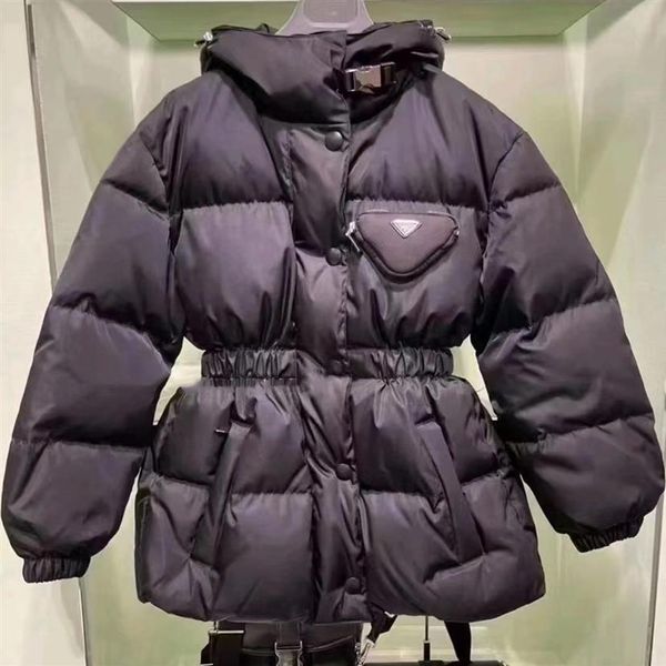 Chaqueta corta de plumón de Re-Nylon para mujer abrigo de invierno cuello de solapa de diseñador Puffer193t