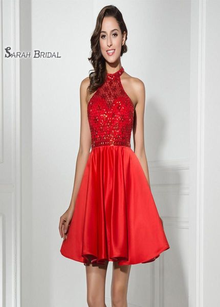 Robes de bal courtes rouges ALine 2019 sexy dos nu cocktail tulle mini jupe robe de soirée formelle robe de soirée de remise des diplômes LX3166226469