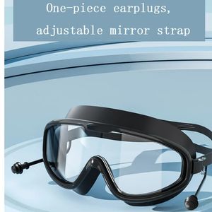 Korte geziene zwembril duikbril wit en zwarte volwassen zwemuitrusting waterdicht en mistig modieus en breed gezichtsveld 240429