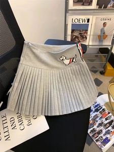 Korte rok voor dames preppy shorts gebreide streetwear grijs wit blauw cartoon rokken kleding kawaii y2k 240401