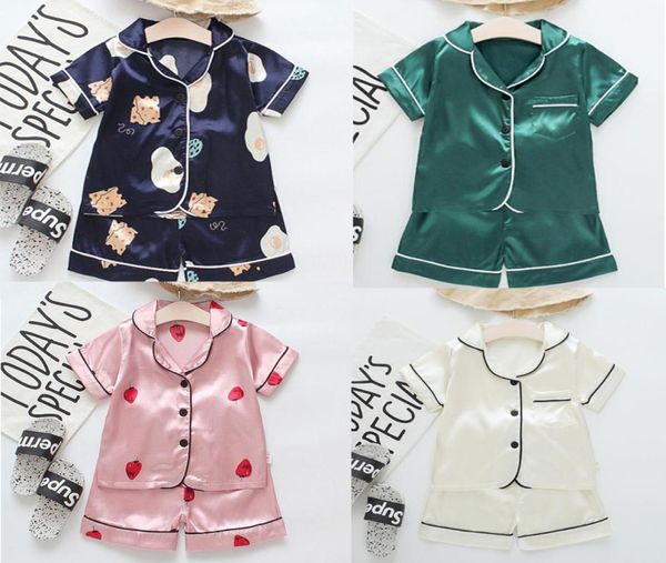 Manches courtes enfant Blouse TopsShorts vêtements de nuit pyjamas enfants vêtements bébé pyjama ensembles garçons filles dessin animé cerf imprimer tenues ensemble De4644674