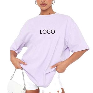 T-shirt manches courtes en coton blanc pour femmes, surdimensionné, avec impression personnalisée de haute qualité, 100%