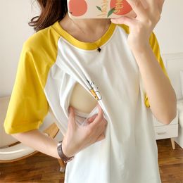 T-shirt d'allaitement maternité de maternité à manches courtes pour les femmes enceintes alimentant les tops dropship-maternity-clothes 5019b