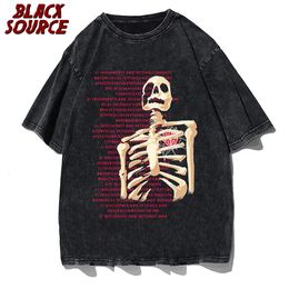 T-shirts à manches courtes T-shirts surdimensionnés Vintage Graphic Tee Shirt Cotton Skll Imprimez Gothic Hip Hop Tshirts Harajuku Squelette Tops 3xl 240416