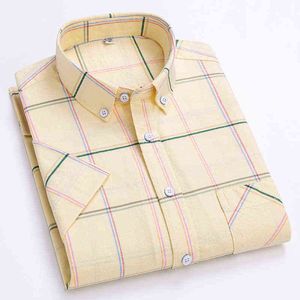 Korte mouw oxford shirts 100% katoenen heren zomer mode knop omlaag casual shirt button down slank fit mannelijke merkkwaliteit tops g220511