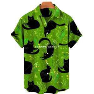Shirt met korte mouwen schattige kat 3 d printing heren casual shirts
