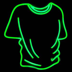 Korte mouw T-shirt Teken Bar Home Boy's Slaapkamer Wanddecoratie Groen Neon Light 12 V Super Bright