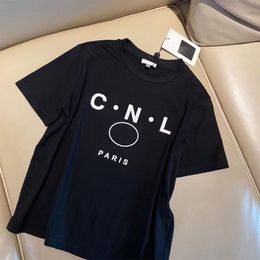T-Shirt Femme Manches Courtes Col Rond Botton Lettre Imprimé Pull Mode Été Décontracté Confortable