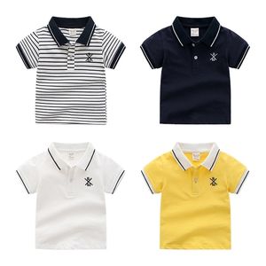 Chemise à manches courtes décontractée à revers de couleur unie pour garçons à manches courtes 1002 09 210622