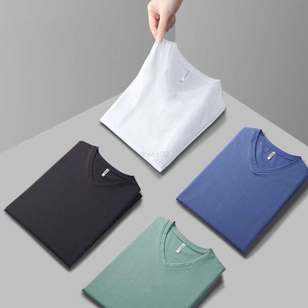 T-shirt à manches courtes pour hommes T-shirt blanc uni à col en V pour hommes