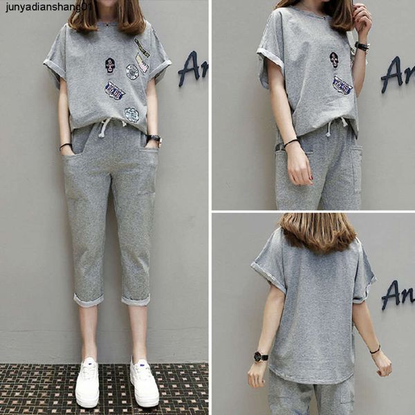 Ropa de manga corta de gran tamaño para mujer, ropa de primavera y verano, conjunto de chica regordeta de estilo occidental, camiseta adelgazante, pantalones cortos de dos piezas