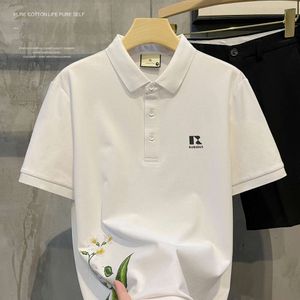 Polo shirt met korte mouwen voor heren zomer haute couture bloemen patroon print slanke passen parel katoen t-shirt top