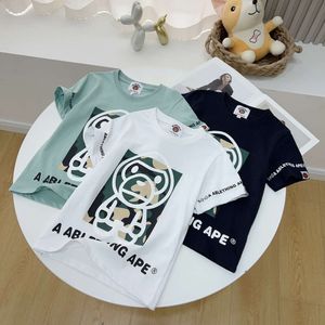 Puur katoen met korte mouwen en meisjes zomer trendy merkprint X012 jongens T-shirt voor kinderkleding Ape Man Monkey